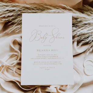 Gold Classy Chic Minimalist Baby Shower Invitation