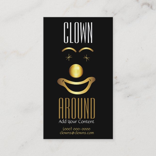 Gold Classy Clown Logo Business Card (Front)
