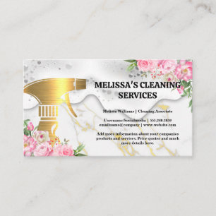 Gold Cleaning Spray Flowers Soap Suds Business Card