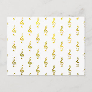 Gold Clef Note Faux Foil Metallic Musical Symbol Postcard