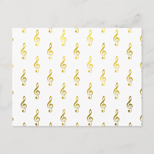 Gold Clef Note Faux Foil Metallic Musical Symbol Postcard (Front)