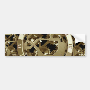 Gold Clocks and Gears Steampunk Mechanical Gifts Bumper Sticker