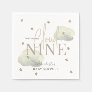 Gold Cloud 9 Gold Stars Watercolor Baby Shower Napkin