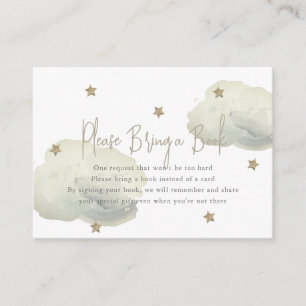Gold Cloud & Star Baby Shower Please Bring a Book Enclosure Card