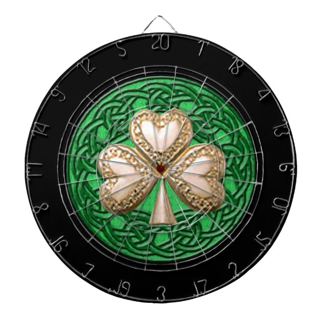 Gold Clover & Celtic Knots Dart Board (Front)