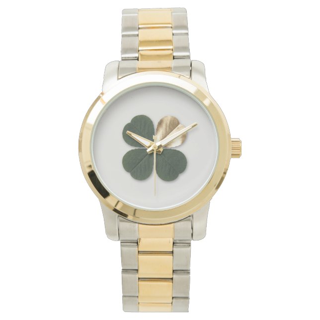 Gold Clover Manifestation Watch Birthday Gift Her (Front)