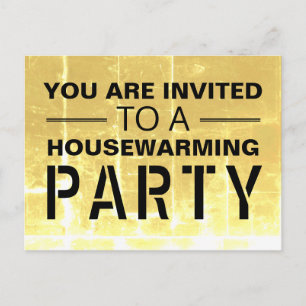 Gold Club Poster Housewarming Party Invitation Postcard