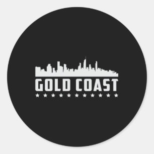 Gold Coast Australia City Skyline Cityscape Gift Classic Round Sticker