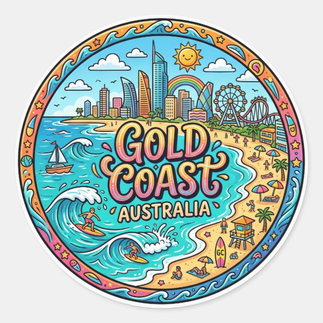 Gold Coast Australia Classic Round Sticker (Front)