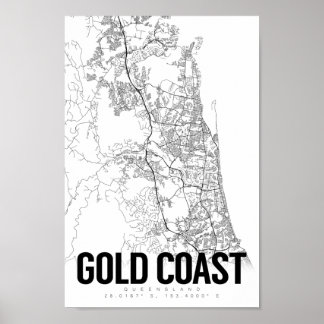 Gold Coast Australia Minimalist Map Art Poster