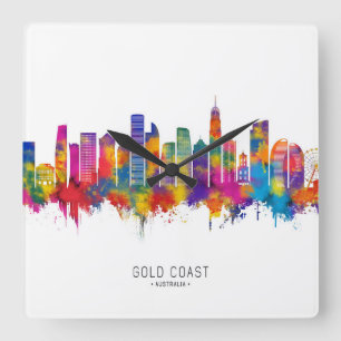 Gold Coast Australia Skyline Square Wall Clock