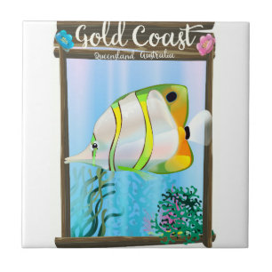 Gold Coast Australia travel poster. Ceramic Tile