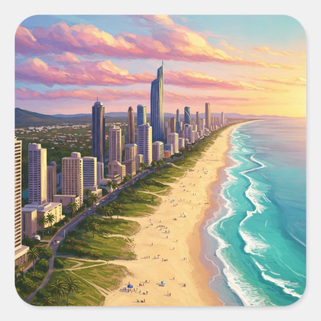 Gold Coast Australia Travel Square Sticker (Front)