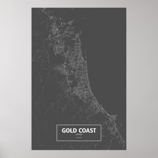 Gold Coast, Australia (white on black) Poster