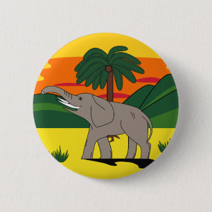 Gold Coast Elephant and Palm Tree Button Badge