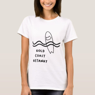 "Gold Coast Getaway" Surfboard Illustration with T-Shirt