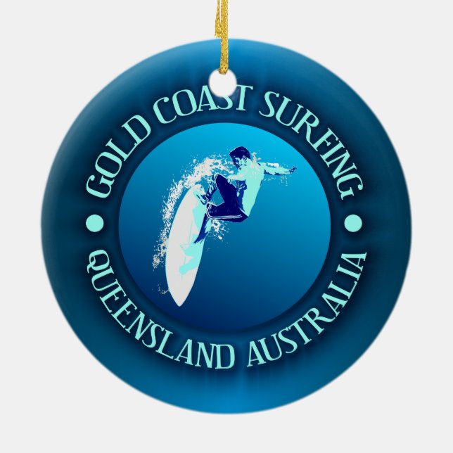 Gold Coast Surfing Ceramic Ornament (Back)