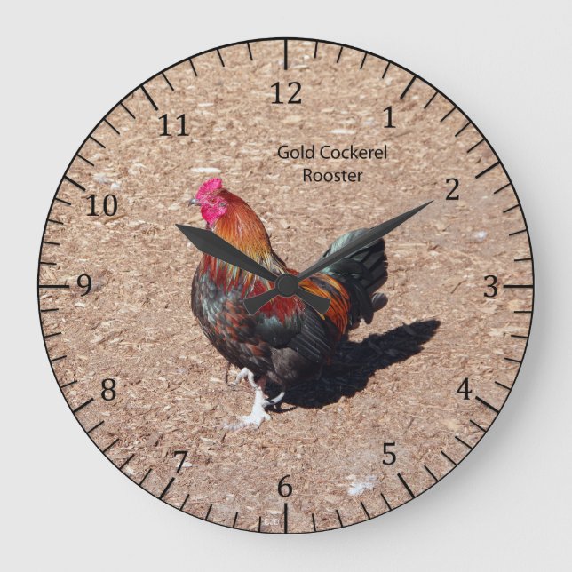 Gold Cockerel Rooster clock (Front)