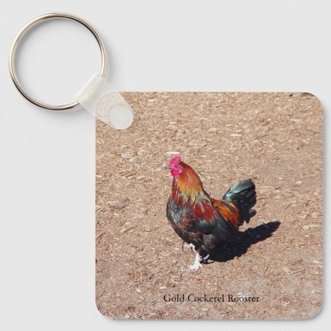 Gold Cockerel Rooster key chain (Front)