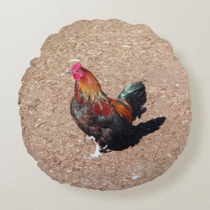 Gold Cockerel Rooster round pillow