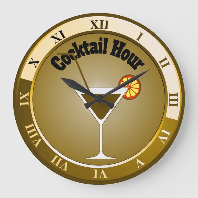 Gold Cocktail Hour Bar Clock (Front)