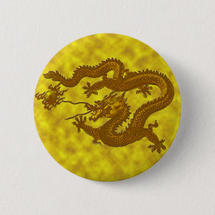 Gold Coin Dragon 6 Cm Round Badge