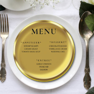 Gold Coin Elegant Luxury Wedding Reception Menu