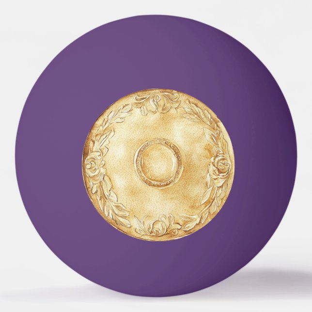 Gold Coin Monkey Purple Rope Ping Pong Ball (Front)