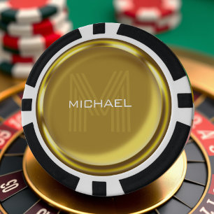 Gold Coin Name Monogram Initial Poker Chips