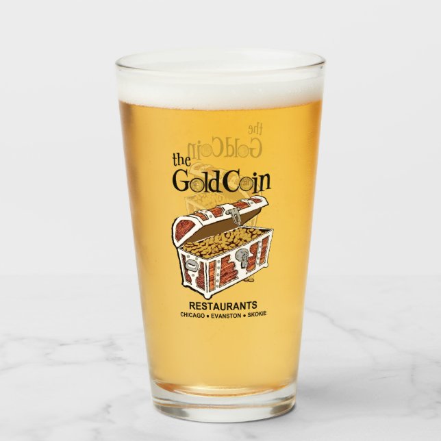 Gold Coin Restaurants, Chicago, Evanston, Skokie Glass (Front Filled)