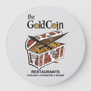 Gold Coin Restaurants, Chicago, Evanston, Skokie Large Clock