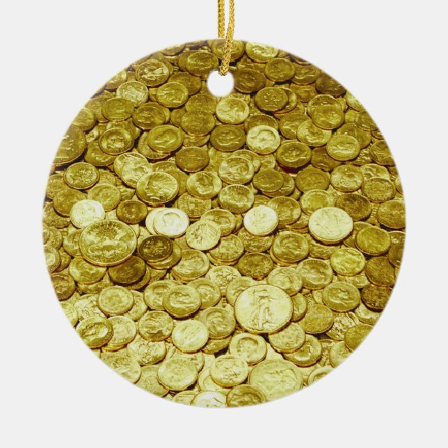 gold coins ceramic ornament (Front)