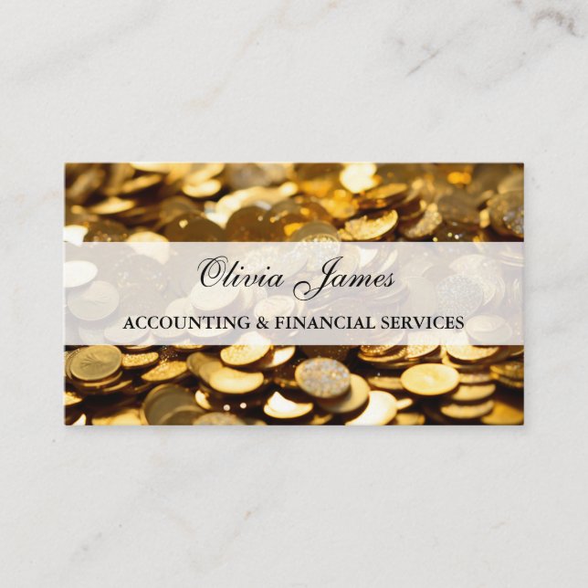 Gold Coins Finance Investment and Accounting Business Card (Front)