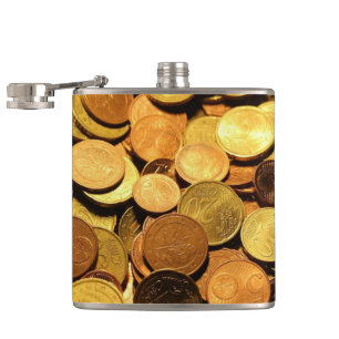 Gold Coins Hip Flask