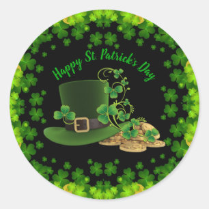 Gold Coins & Shamrocks St. Patrick's Day Classic Round Sticker
