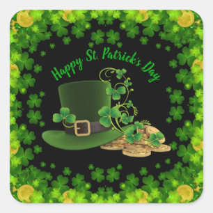 Gold Coins & Shamrocks St. Patrick's Day Square Sticker