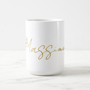 Gold Color Calligraphy Elegant Plain Name Coffee Mug