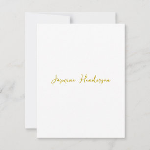 Gold Color Calligraphy Professional Custom Name RSVP Card