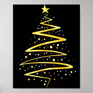 Gold Color Christmas Tree Design  Poster