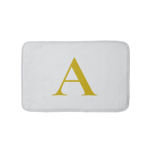 Gold Color Custom Monogram Initial Letter Bath Mat