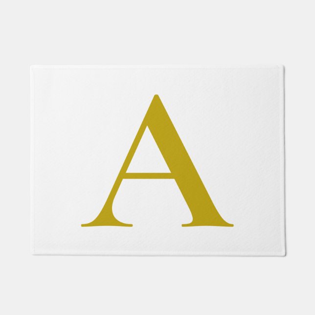 Gold Color Custom Monogram Initial Letter Plain Doormat (Front)