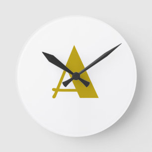 Gold Color Custom Monogram Initial Letter Plain Round Clock