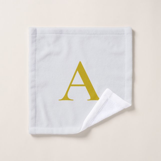 Gold Color Custom Monogram Initial Letter Wash Cloth (Wash Cloth)
