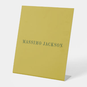 Gold Color Minimalist Plain Modern  Pedestal Sign