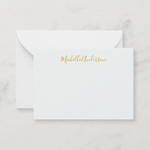 Gold Color Modern Minimalist Handwriting Name Card