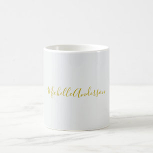 Gold Color Modern Minimalist Handwriting Name Coffee Mug