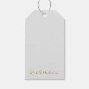 Gold Color Modern Minimalist Handwriting Name Gift Tags