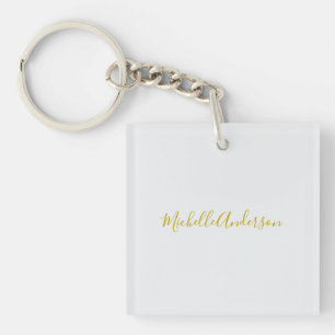 Gold Color Modern Minimalist Handwriting Name Key Ring