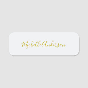 Gold Color Modern Minimalist Handwriting Name Tag