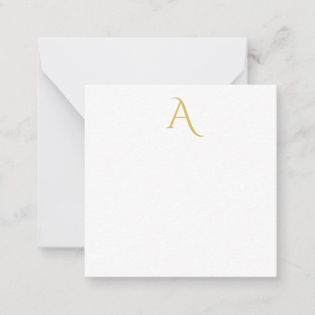 Gold Color Monogram Initial Professional White Card (Front)